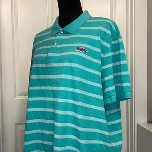 Lacoste Big Croc Striped Polo Shirt Turquoise Teal Retro – Size 3XL